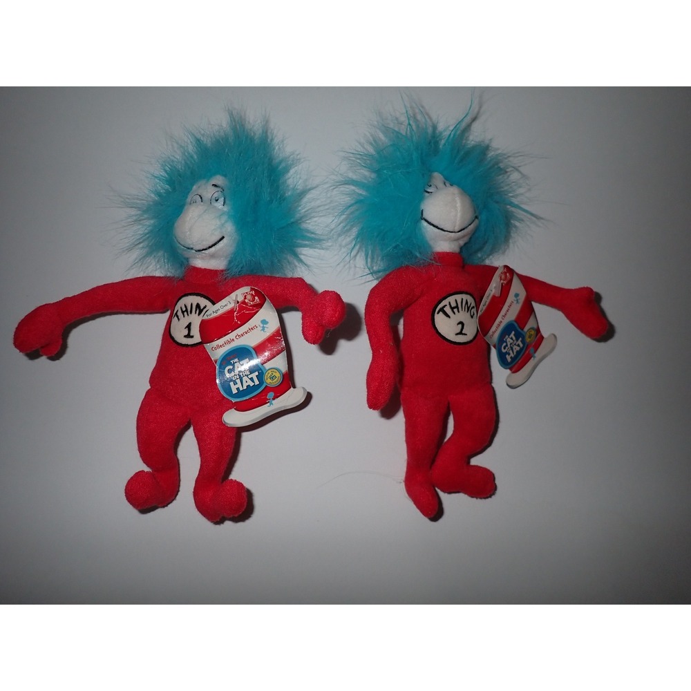 Set of 2 Dr Seuss The Cat in the Hat THING 1 & 2 9" Plush Toy By Play Along NEW